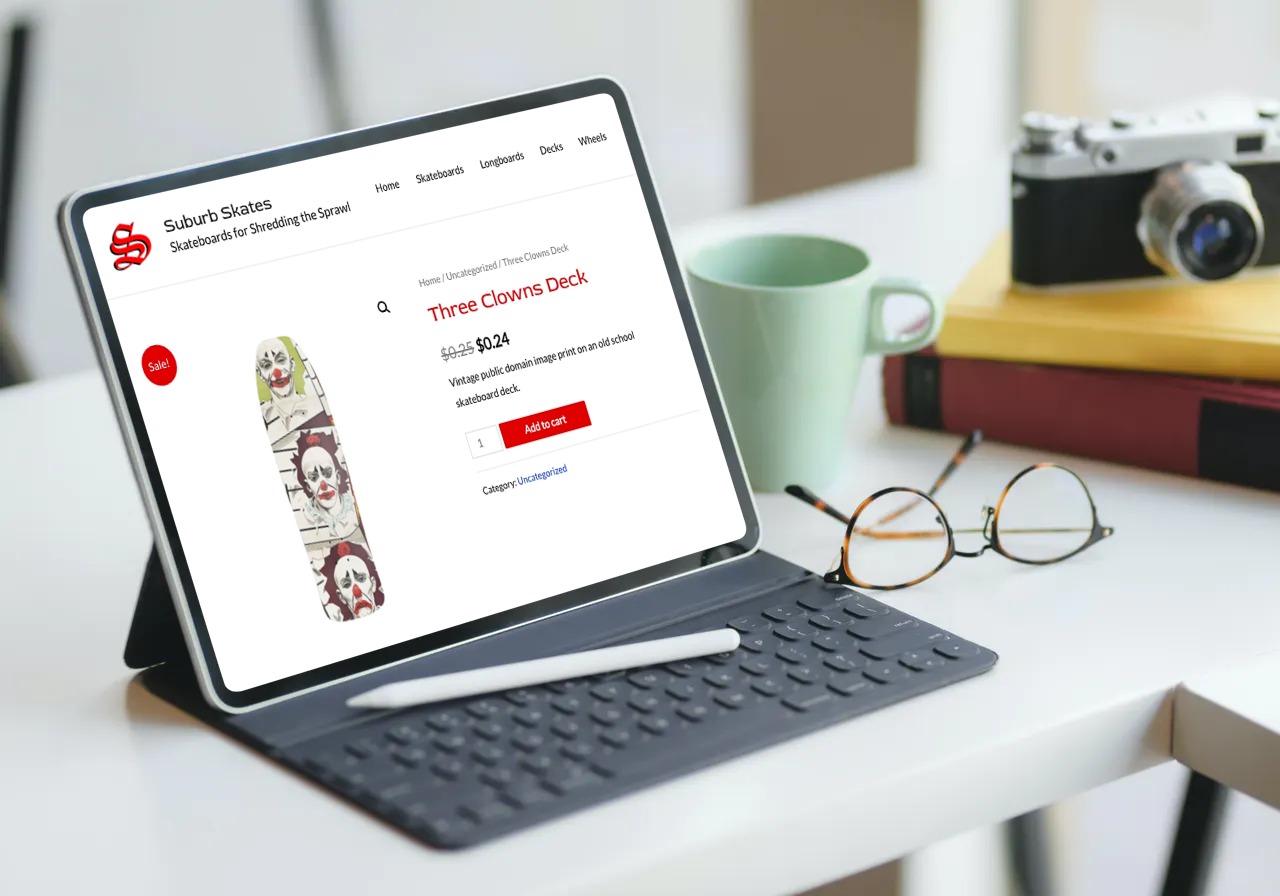 Suburb Skates online store homepage mockup